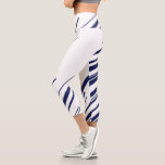 Diagonals in Blue and White Capri Leggings<br><div class="desc">Diagonals in Blue and White</div>