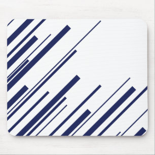 Diagonals in Blue and White Mouse Mat