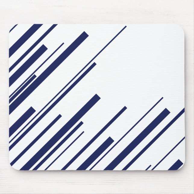 Diagonals in Blue and White Mouse Mat (Front)
