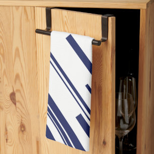 Diagonals in Blue and White Tea Towel