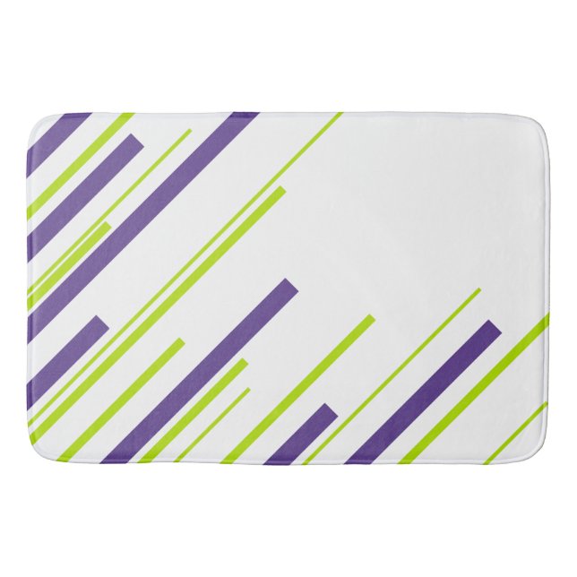 Diagonals in Lime Green and Purple Bath Mat (Front)