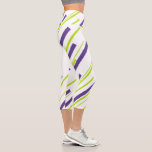 Diagonals in Lime Green and Purple Capri Leggings<br><div class="desc">Diagonals in Lime Green and Purple is a minimal design featuring bold diagonal lines on a crisp white background. This eye-catching design is available on many items,  making it perfect for adding a pop of colour and style.</div>