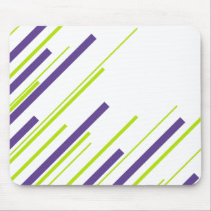 Diagonals in Lime Green and Purple Mouse Mat