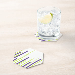 Diagonals in Lime Green and Purple Paper Coaster