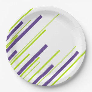 Diagonals in Lime Green and Purple Paper Plate