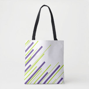 Diagonals in Lime Green and Purple Tote Bag