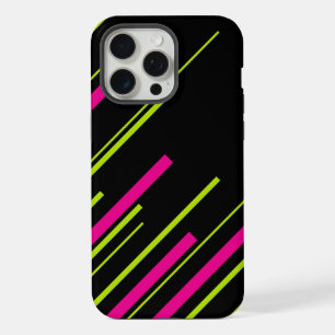 Diagonals in Lime Green, Hot Pink and Black iPhone 15 Pro Max Case