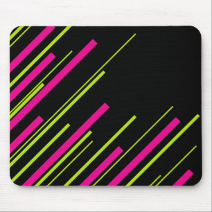 Diagonals in Lime Green, Hot Pink and Black Mouse Mat