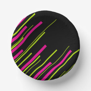 Diagonals in Lime Green, Hot Pink and Black Paper Plate