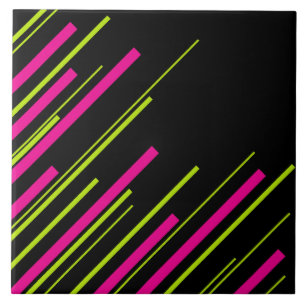 Diagonals in Lime Green, Hot Pink and Black Tile