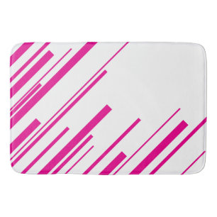 Diagonals in Magenta and White Bath Mat