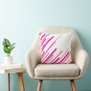 Diagonals in Magenta and White Cushion