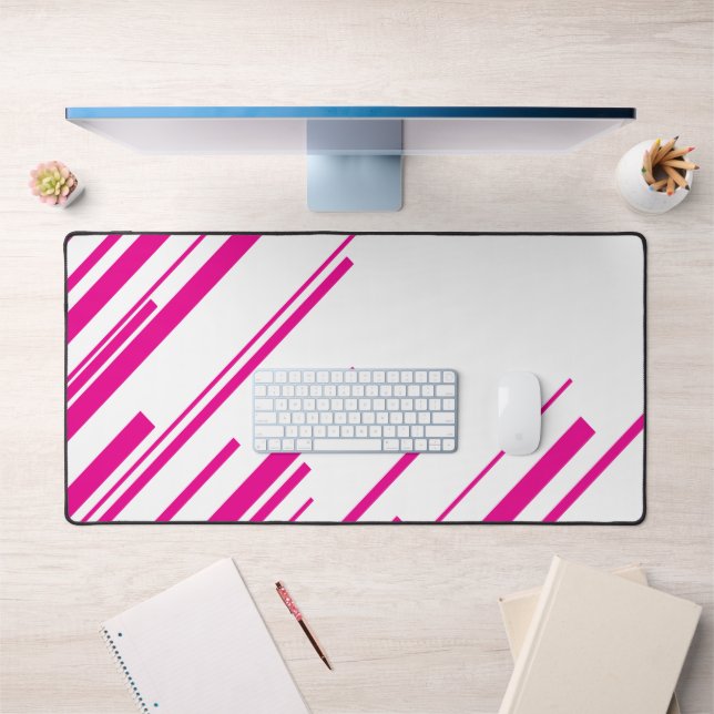 Diagonals in Magenta and White Desk Mat (Office 1)