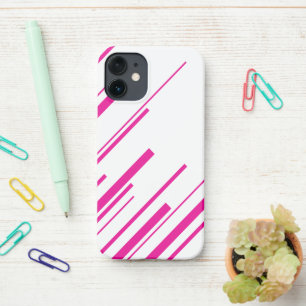 Diagonals in Magenta and White iPhone 12 Mini Case