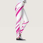 Diagonals in Magenta and White Leggings<br><div class="desc">Diagonals in Magenta and White is a minimal design featuring bold magenta diagonal lines on a crisp white background. This eye-catching design is available on many items,  making it perfect for adding a pop of colour and style.</div>