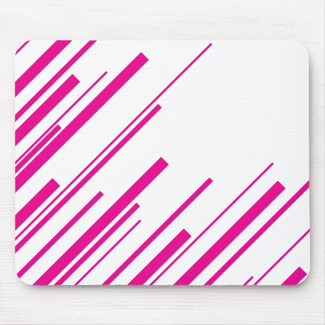 Diagonals in Magenta and White Mouse Mat (Front)