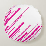 Diagonals in Magenta and White Round Cushion<br><div class="desc">Diagonals in Magenta and White is a minimal design featuring bold magenta diagonal lines on a crisp white background. This eye-catching design is available on many items,  making it perfect for adding a pop of colour and style.</div>