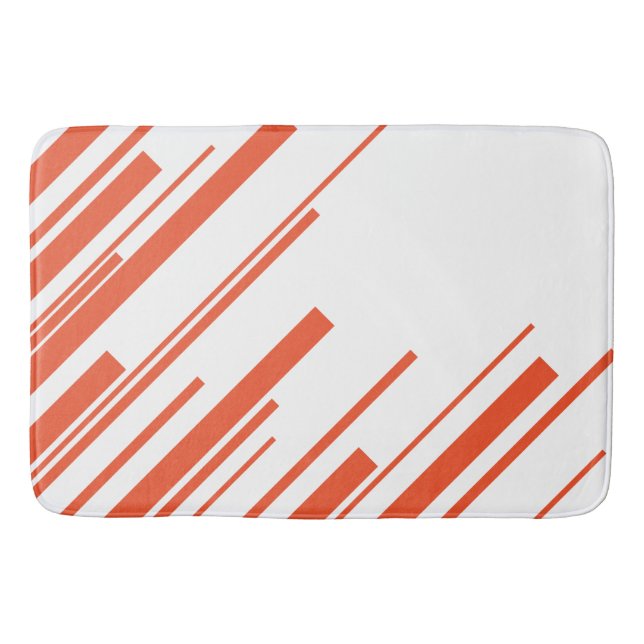Diagonals in Orange and White Bath Mat (Front)