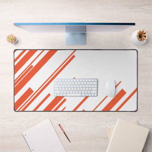 Diagonals in Orange and White Desk Mat