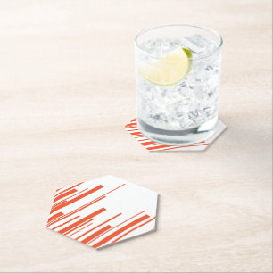 Diagonals in Orange and White Paper Coaster