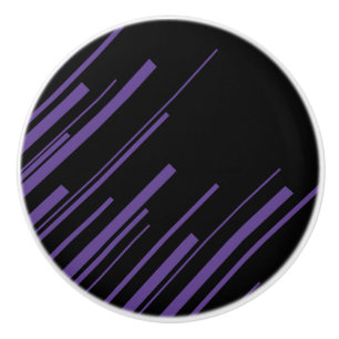 Diagonals in Purple and Black Ceramic Knob