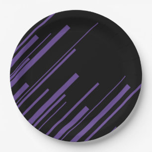 Diagonals in Purple and Black Paper Plate