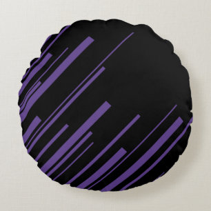 Diagonals in Purple and Black Round Cushion