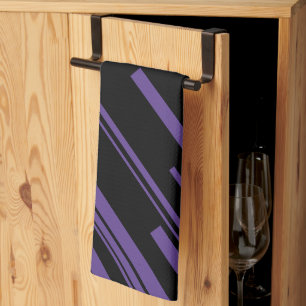 Diagonals in Purple and Black Tea Towel
