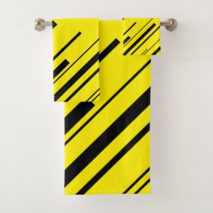 Diagonals in Yellow and Black Bath Towel Set