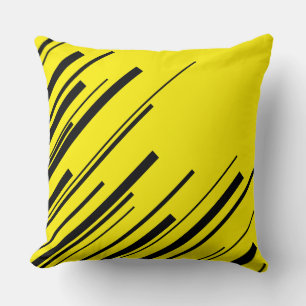 Diagonals in Yellow and Black Cushion
