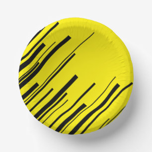 Diagonals in Yellow and Black Paper Plate