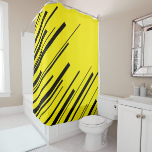 Diagonals in Yellow and Black Shower Curtain