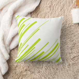 Diagonals - Lime Green and White Cushion