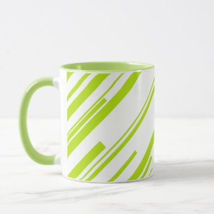 Diagonals - Lime Green and White Mug