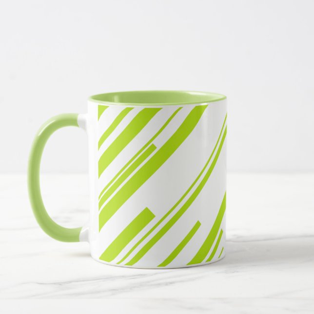 Diagonals - Lime Green and White Mug (Left)