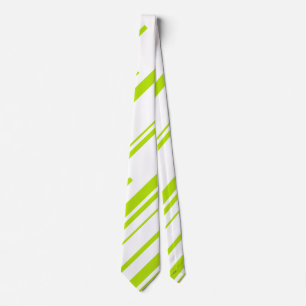 Diagonals - Lime Green and White Tie