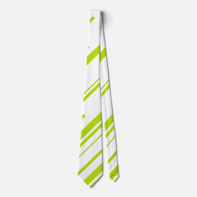Diagonals - Lime Green and White Tie (Front)