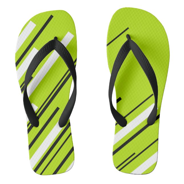 Diagonals - Lime Green Flip Flops (Footbed)