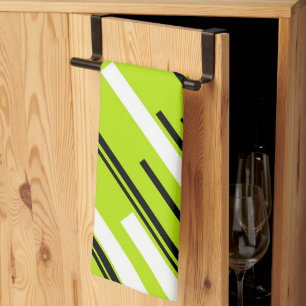 Diagonals - Lime Green Tea Towel