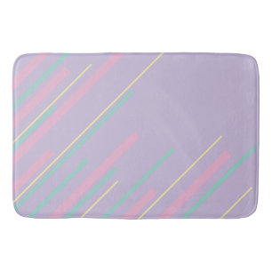 Diagonals - Pastel Pink, Yellow, Purple and Green  Bath Mat