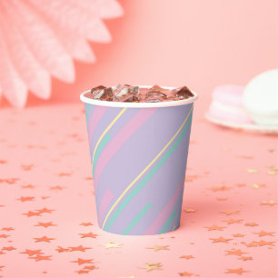 Diagonals - Pastel Pink, Yellow, Purple and Green Paper Cups
