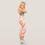 Diagonals - Pink, Orange and Cream Capri Leggings<br><div class="desc">Diagonals - Pink,  Orange and Cream</div>