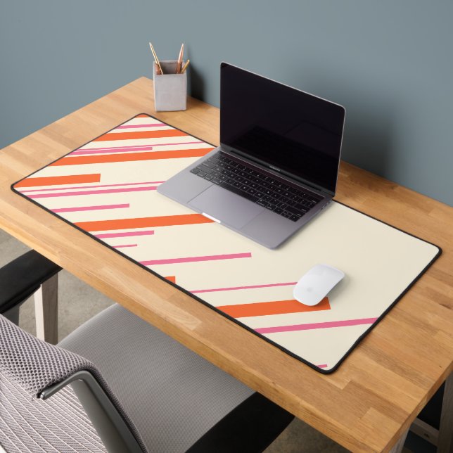 Diagonals - Pink, Orange and Cream Desk Mat (Office 2)