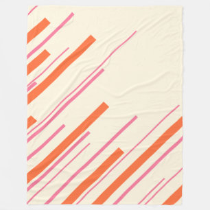 Diagonals - Pink, Orange and Cream Fleece Blanket