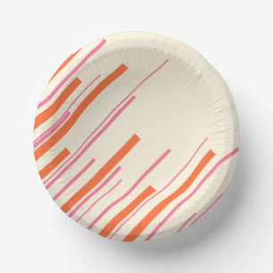 Diagonals - Pink, Orange and Cream Paper Plate