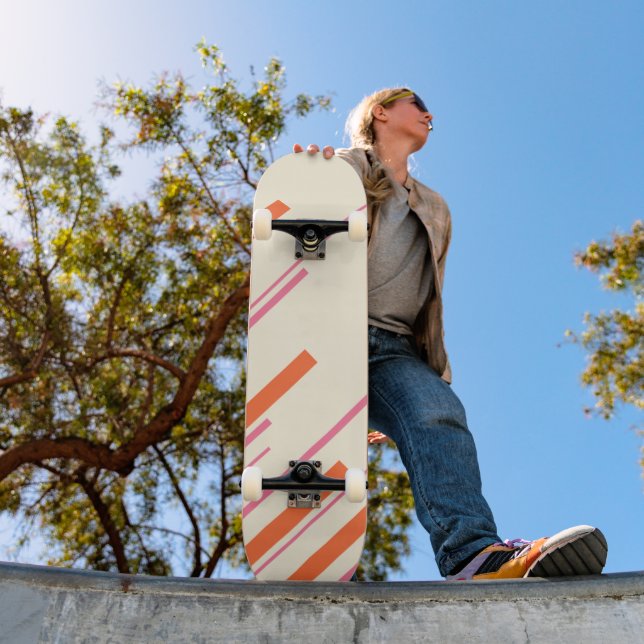 Diagonals - Pink, Orange and Cream Skateboard (Outdoor 1)