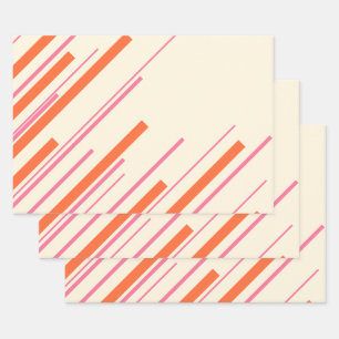 Diagonals - Pink, Orange and Cream Wrapping Paper Sheet