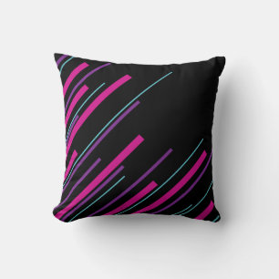Diagonals - Pink, Purple, Blue and Black Cushion