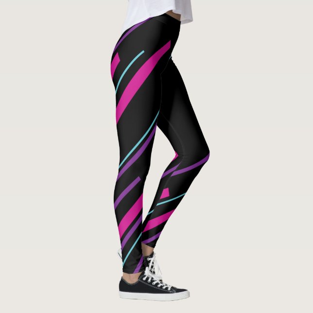 Diagonals - Pink, Purple, Blue and Black Leggings (Right)