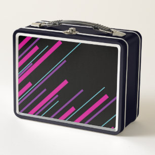 Diagonals - Pink, Purple, Blue and Black Metal Lunch Box